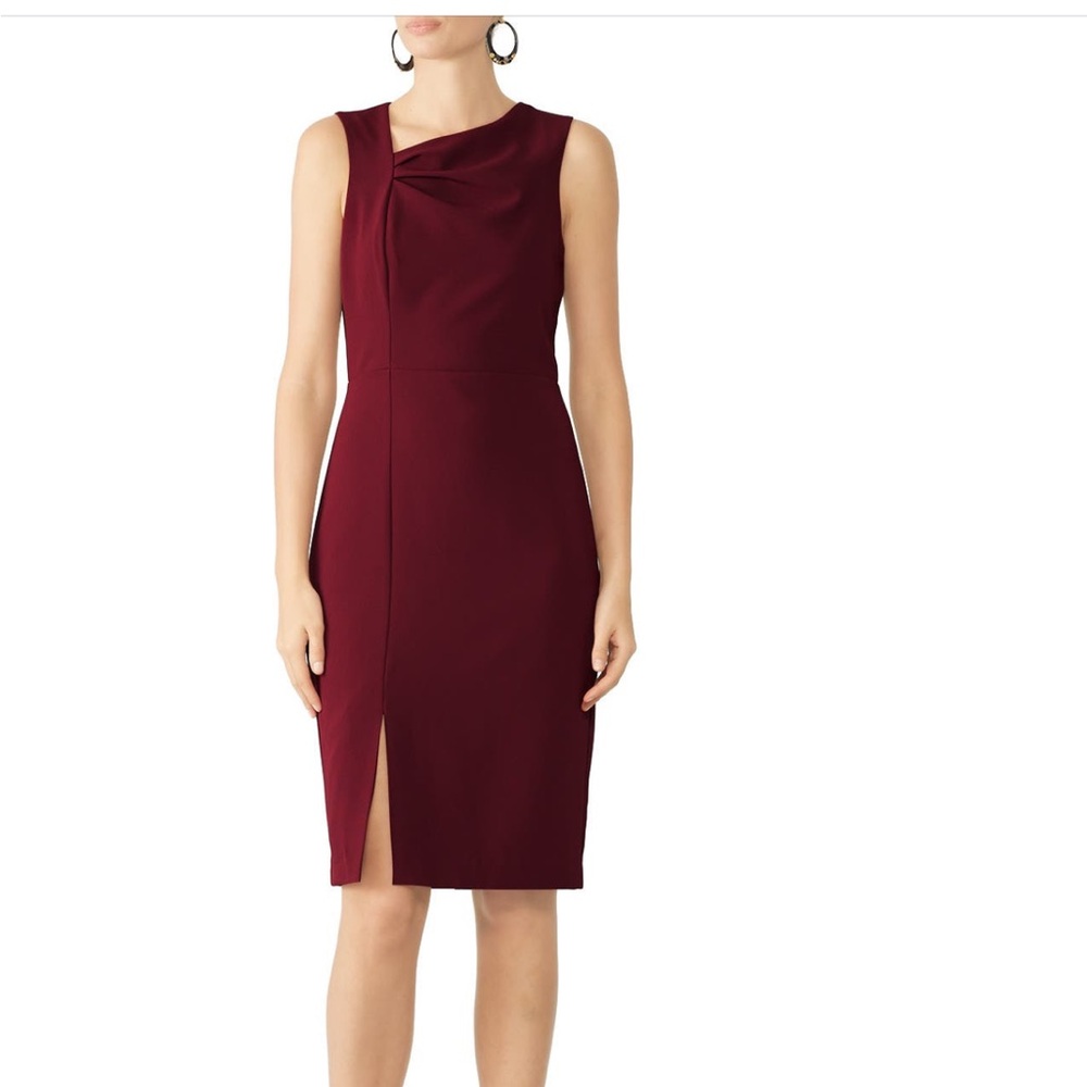 Parker Jeanie maroon asymmetric sheath dress